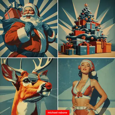 Papai Noel de Natal com código de referência de estilo Midjourney
