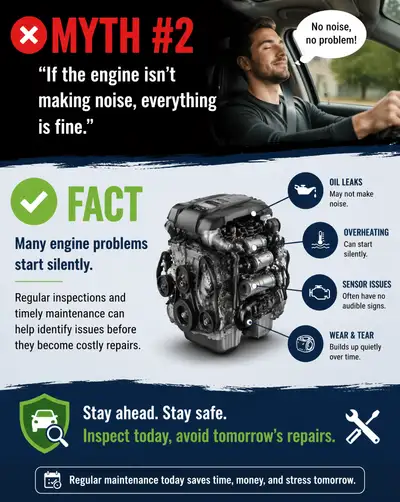 Car engine myth number two fact check graphic