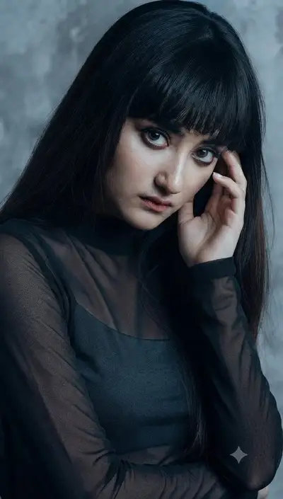 Moody Portrait of a Woman in Sheer Mesh