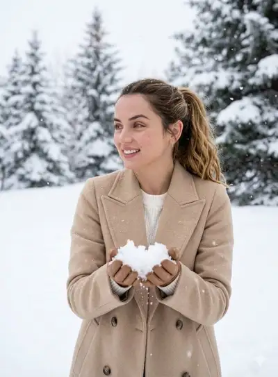 Realistic Snow Portrait of Ana de Armas