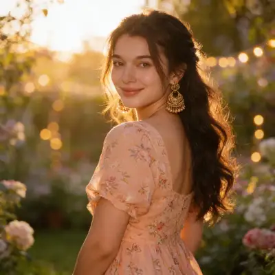 Golden Hour Garden Portrait with Face Reference