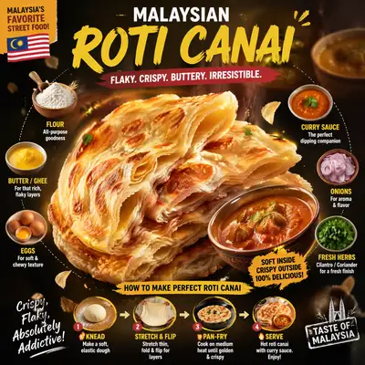 Malaysian Roti Canai Viral Recipe Infographic