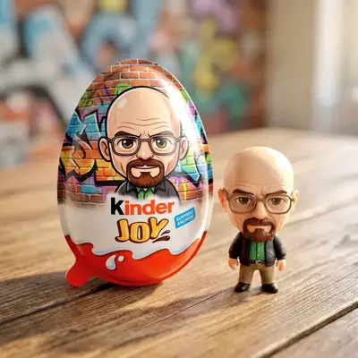 Kinder Joy egg with custom chibi character packaging