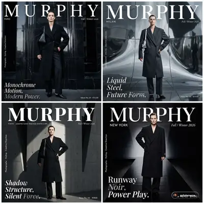 Murphy magazine fashion editorial cover shoot against black marble