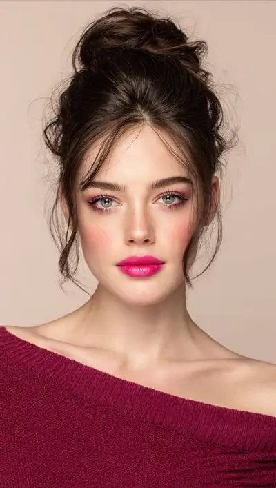 Elegant Beauty Portrait in Vibrant Pink
