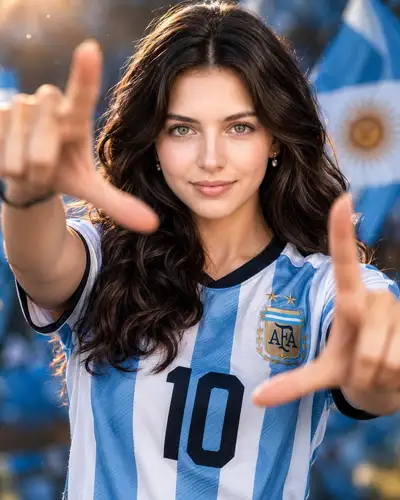Cinematic Portrait of Woman in Argentina Jersey