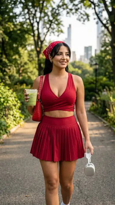 Ultra-Photorealistic Street Fashion Portrait in Central Park