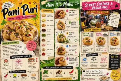 Pani puri街头小吃zine信息图