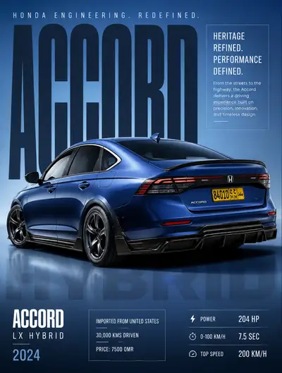 Honda Accord automotive editorial poster with specs