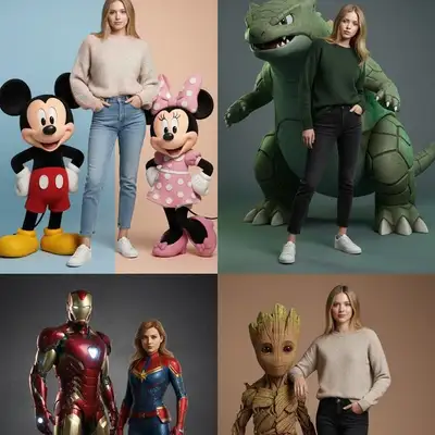 Editorial-Modefoto mit einem menschlichen Model neben einem riesigen Tyranitar