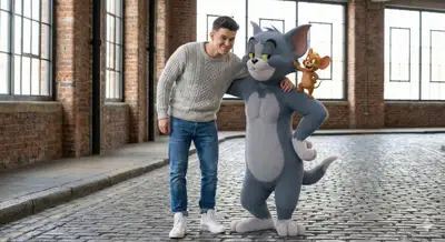 Ultra-realistic fashion portrait with Tom and Jerry