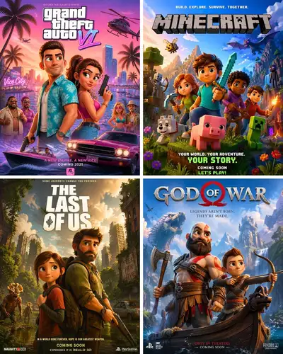 Pixar-style Movie Poster for Video Game