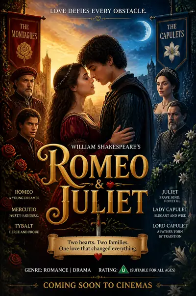 Shakespeare-Stück als Filmplakat neu interpretiert