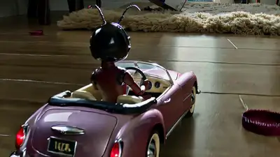 Tiny Ant Races Toy Car Through Giant House