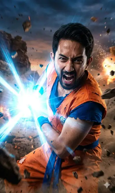 Cinematic Live-Action Goku Kamehameha Battle Scene