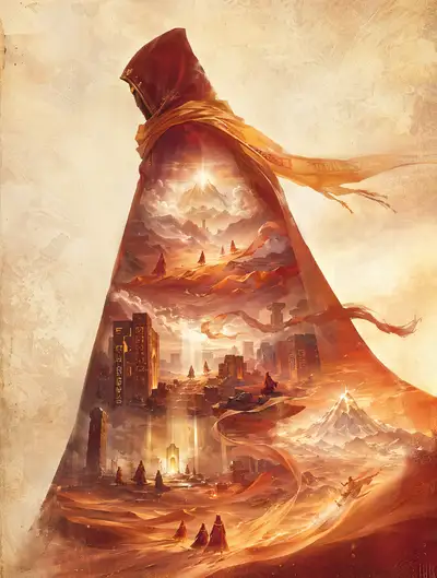 Mystical Desert Pilgrimage Double Exposure Poster