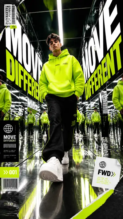 Streetwear Mirror Corridor Advertising Poster