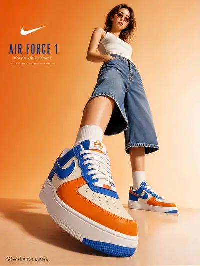 Nike Air Force 1 colorful collaboration low-angle fashion poster
