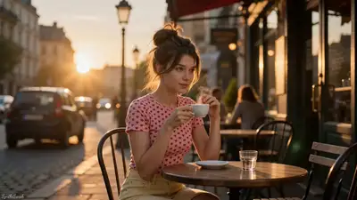 Cinematic Reality Glitch Café Video Prompt