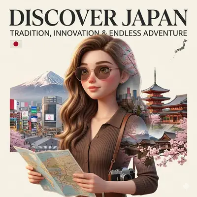 日本双重曝光旅行海报