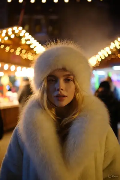 Realistic Christmas Amusement Park Candid Photo