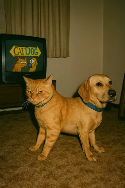 Live-Action CatDog in 90s Bedroom