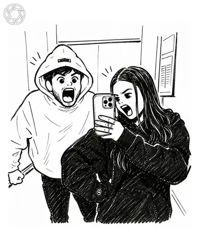 Manga Style Mirror Selfie Illustration