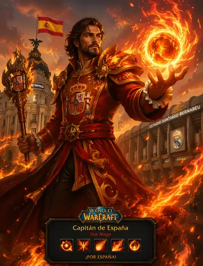 Spain captain reimagined as a World of Warcraft fire mage
