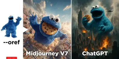 Midjourney Omni-Reference: Giant Cookie Monster Attacking NYC