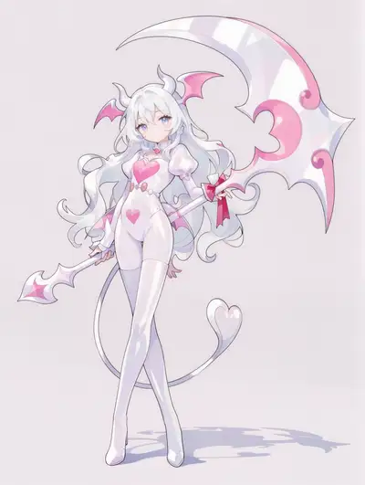 Sakubasu-style anime character with bat wings and scythe