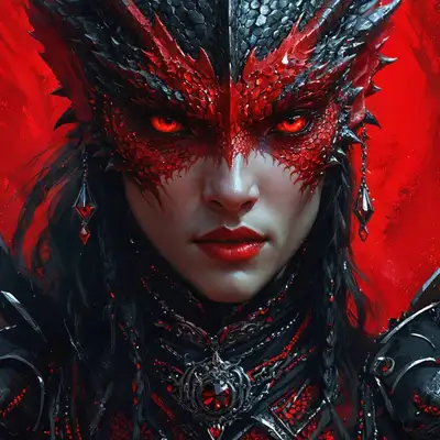Fantasy Art with Red Makeup and Diamonds