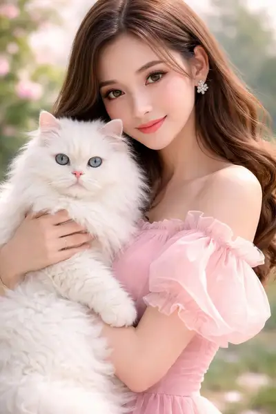 Soft Portrait of Woman with Persian Cat