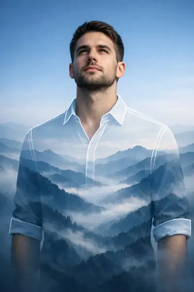 Cinematic Double Exposure Portrait Prompt