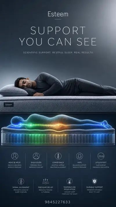 Esteem マットレスの睡眠サポートスキャンポスター