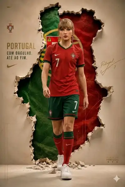 Hyper-Realistic Portugal Sports Poster with Taylor Swift