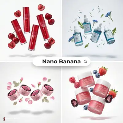 Floating product template surrounded by fresh ingredients