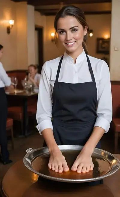 Serveuse sympathique dans un restaurant chaleureux
