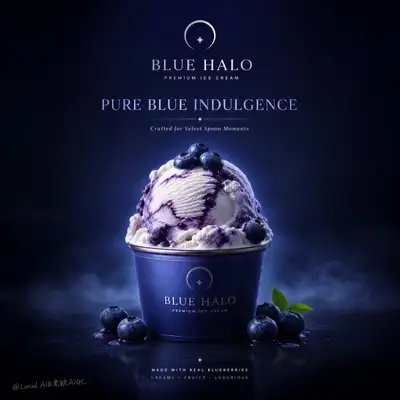 Affiche de luxe de glace à la myrtille Blue Halo