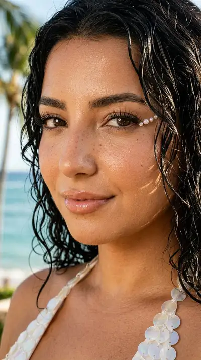 Ultra-photorealistic beauty portrait on Hawaii beach terrace