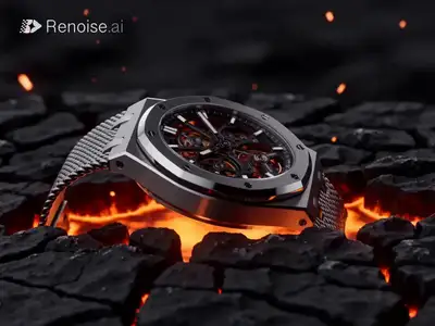 Lava-Embedded Skeleton Watch Cinematic Macro