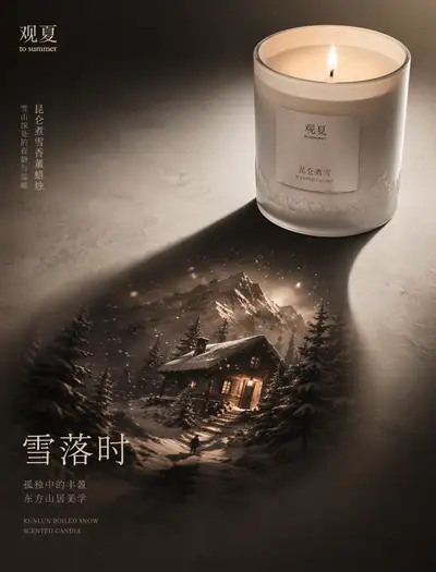Kunlun Snow Candle Shadow Concept Ad Poster