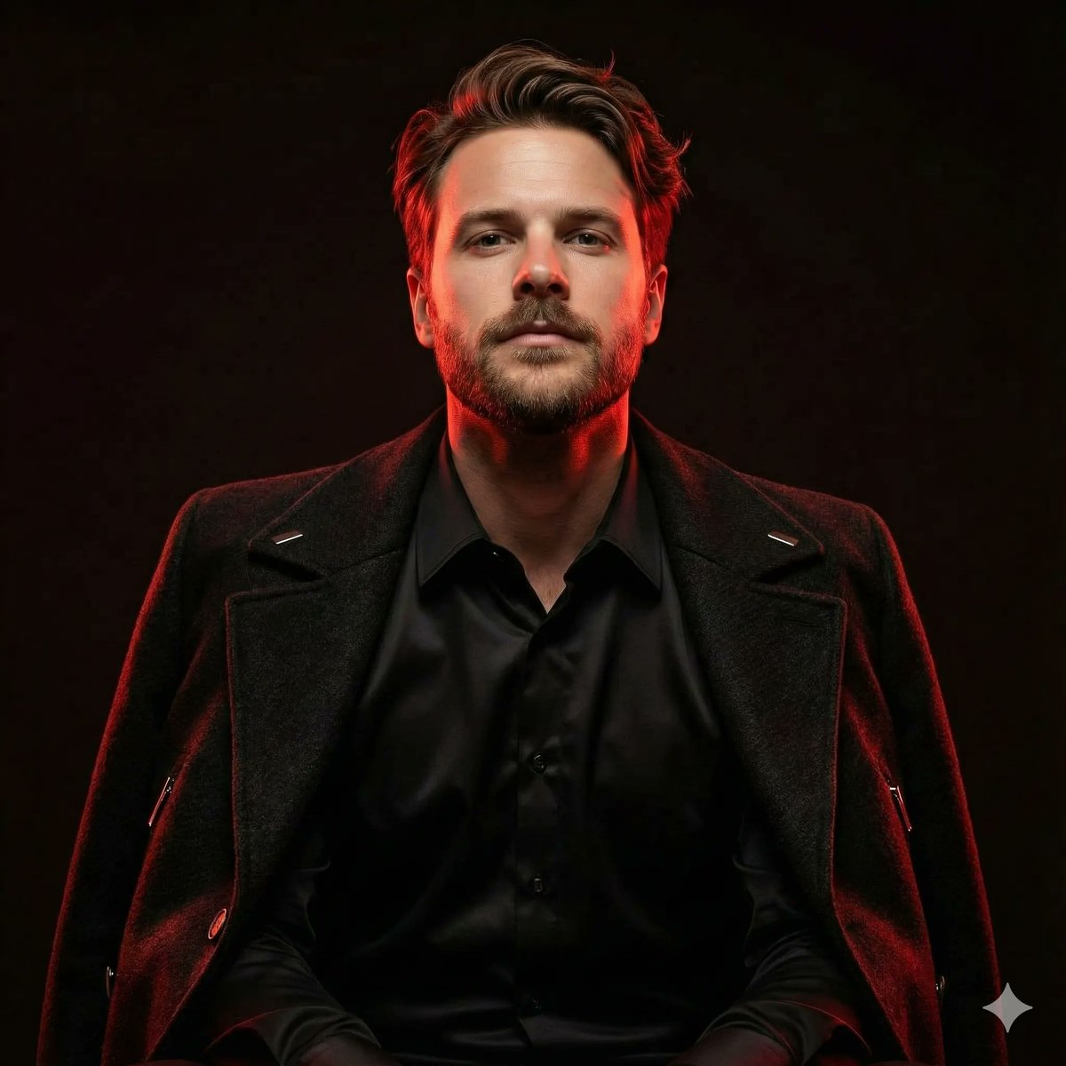 Cinematic red-lit fashion portrait prompt (Spanish)
