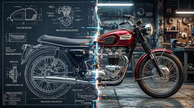 Split image: technical blueprint glitching into a 3D render