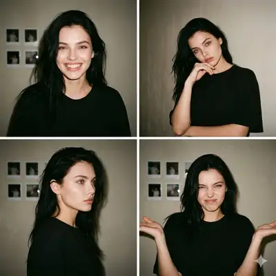 2x2 Grid Collage of Young Woman Expressions