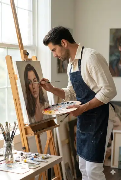 Photorealistic Artist Studio Scene