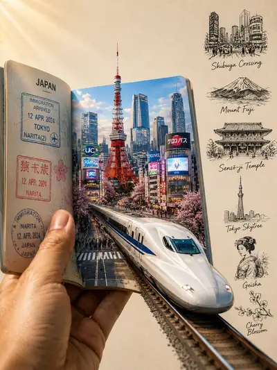 Japan Travel Passport Gateway Artwork