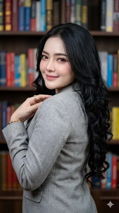 Hyperrealistic 8K HD Portrait of a Woman in Library
