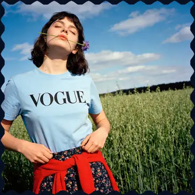 Outdoor Fashion Editorial with VOGUE T-Shirt