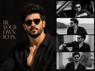 Collage editorial de lujo para hombre con tiras monocromáticas
