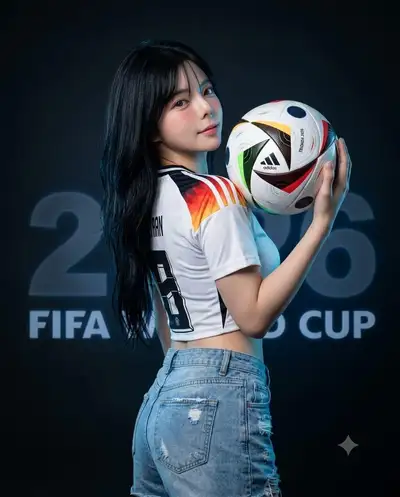 FIFA World Cup studio portrait with national jersey crop top